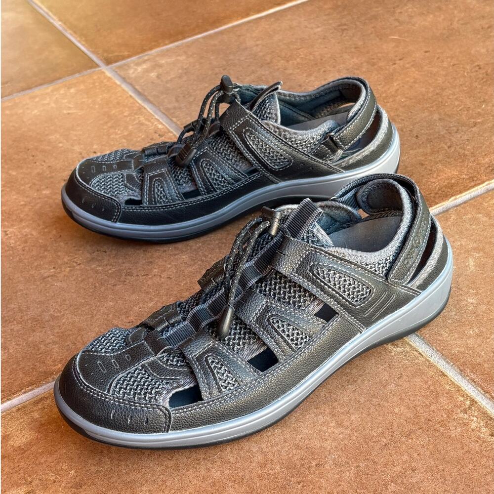 Orthofeet Verona Womens Adjustable Black/Gray Orthopedic Comfort Sandals size 10